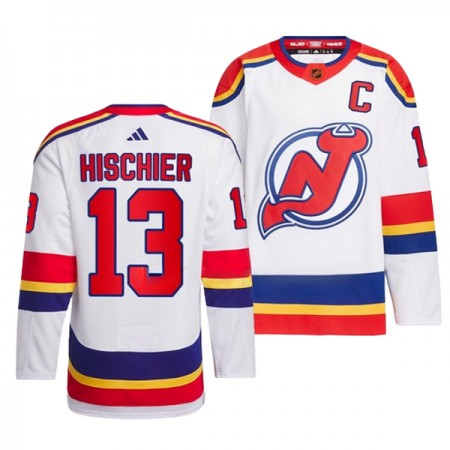 Mænd NHL New Jersey Devils Trøje Nico Hischier 13 Adidas 2022-23 Hvid Reverse Retro 2.0 Authentic